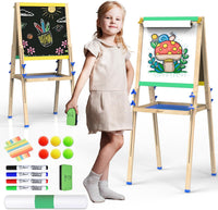 JOYOOSS Easel for Kids Art Easel Toddlers Easels With Paper Roll – Fun for Kids & Family - Green yellow
