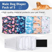5 Pack Dog Diapers Male, High Absorbing Dog Wraps - X-Large / Animal - image 2