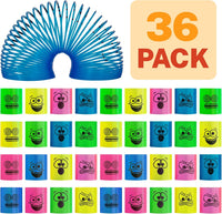 Cocurb mini spring party favors, 36 plastic springs in 4 bright colors with face expressions