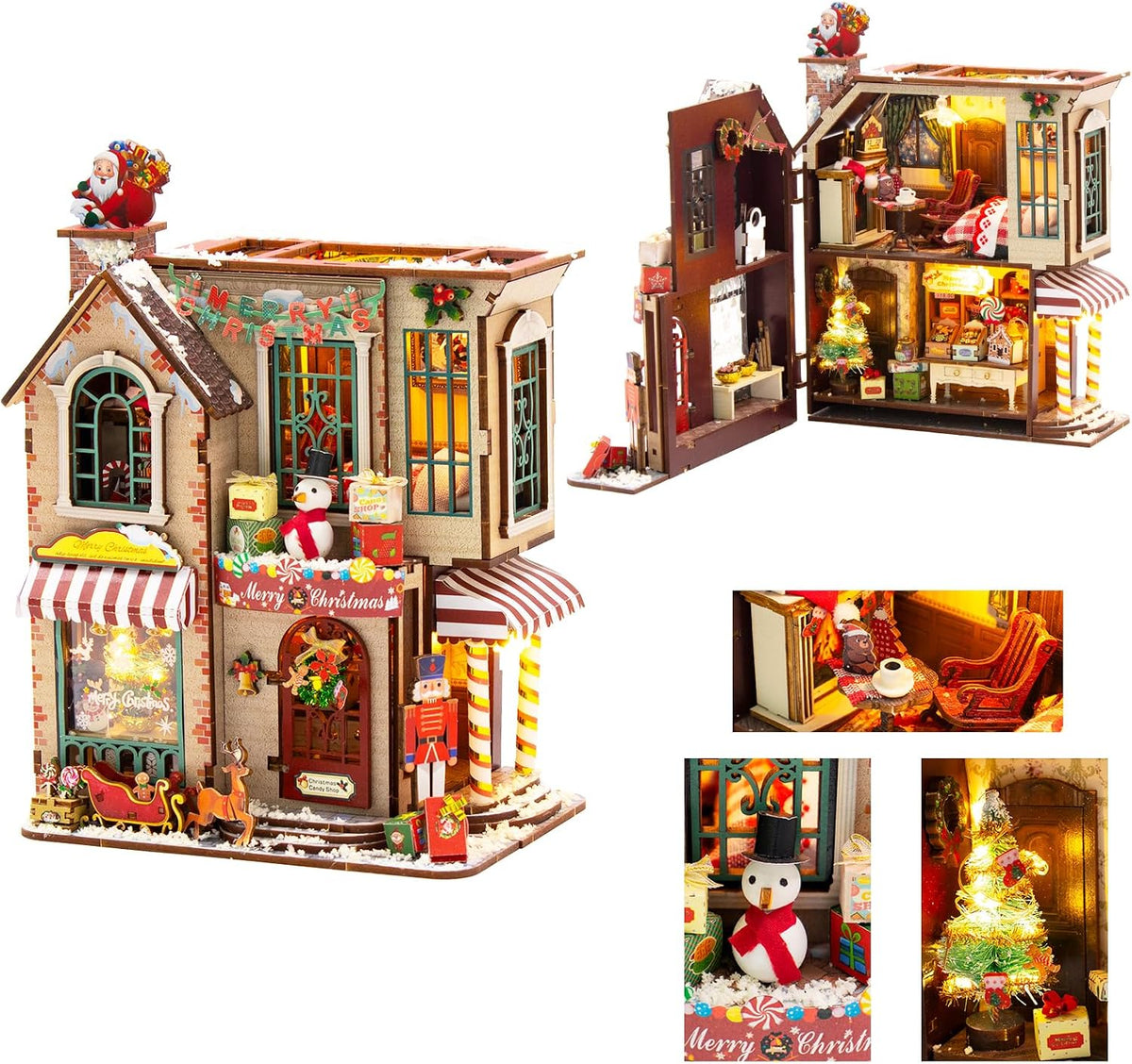 OZJAY Warm Christmas Lodge miniature house kit for adults with LED lights - view 6