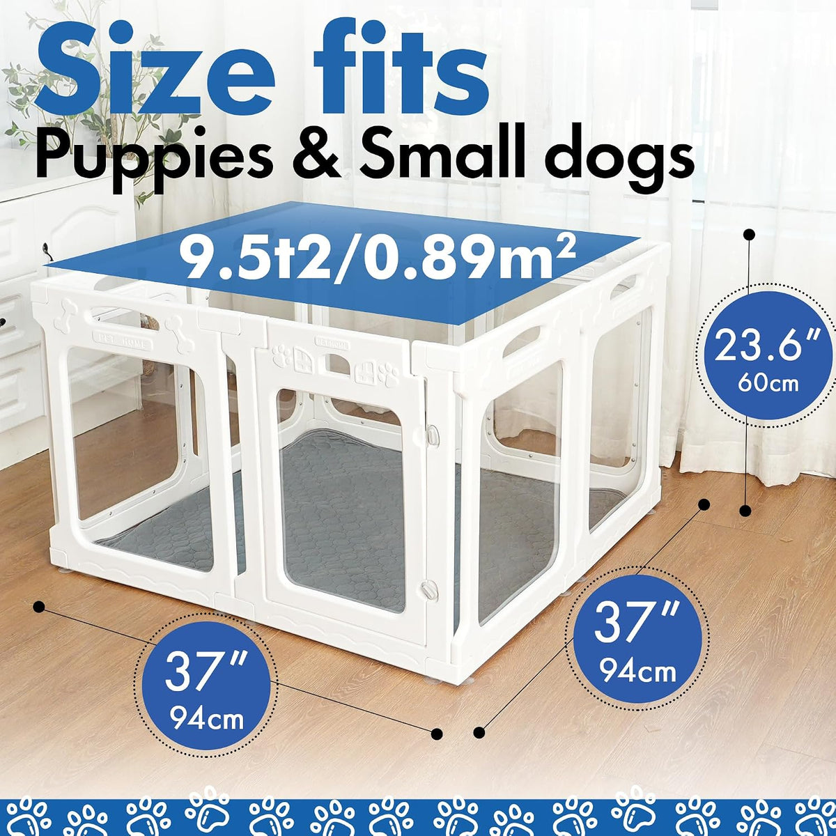 Clear Acrylic Dog Playpen Indoor, 24" H - White / 8 Panels / 24" Height - image 2