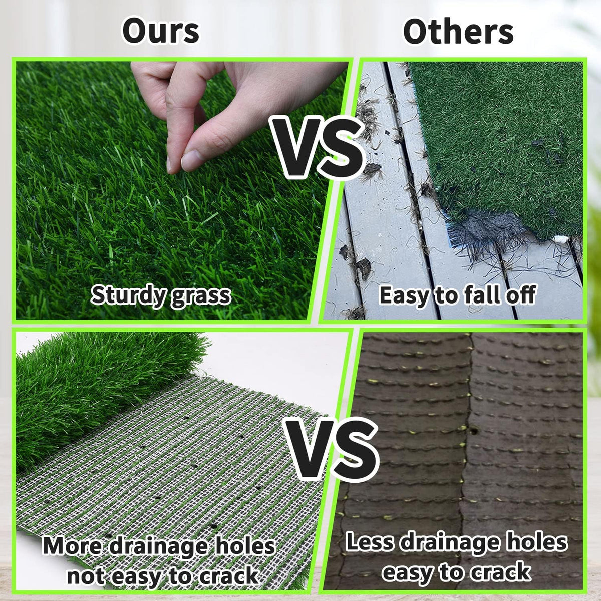 Fake Grass Pad for Dogs Potty Training Artificial Turf - 48x32 Inch / Green - image 3