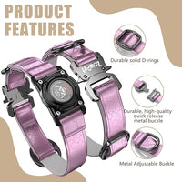 AirTag Dog Collar - Leather Dog Collar with Airtag Holder | IP68 Waterproof AirTag Holder with Metal Buckle, Comfortable GPS Dog Collars Tracker for Medium Large Dogs (Rose Gold, M)