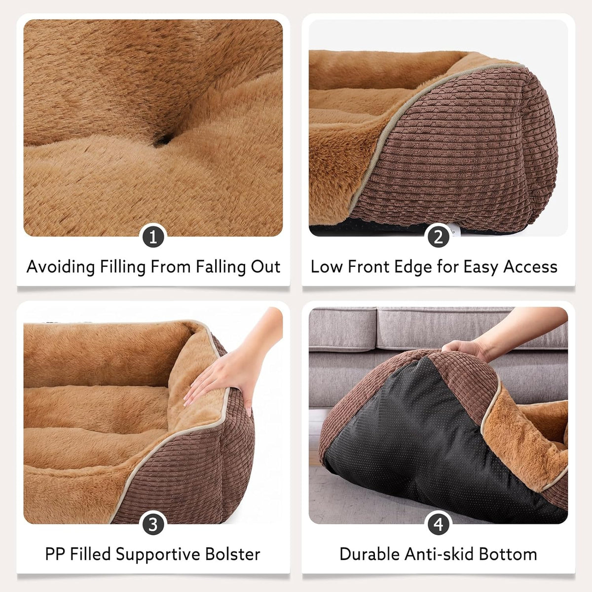 MIXJOY Dog Bed for Large Medium Small Dogs - Caramel Brown / M(25’’x 21’’x 8’’) - image 4
