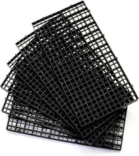 Aquarium Fish Tank Divider Plastic Egg Crate Filter Bottom Tray - S 6pcs Black