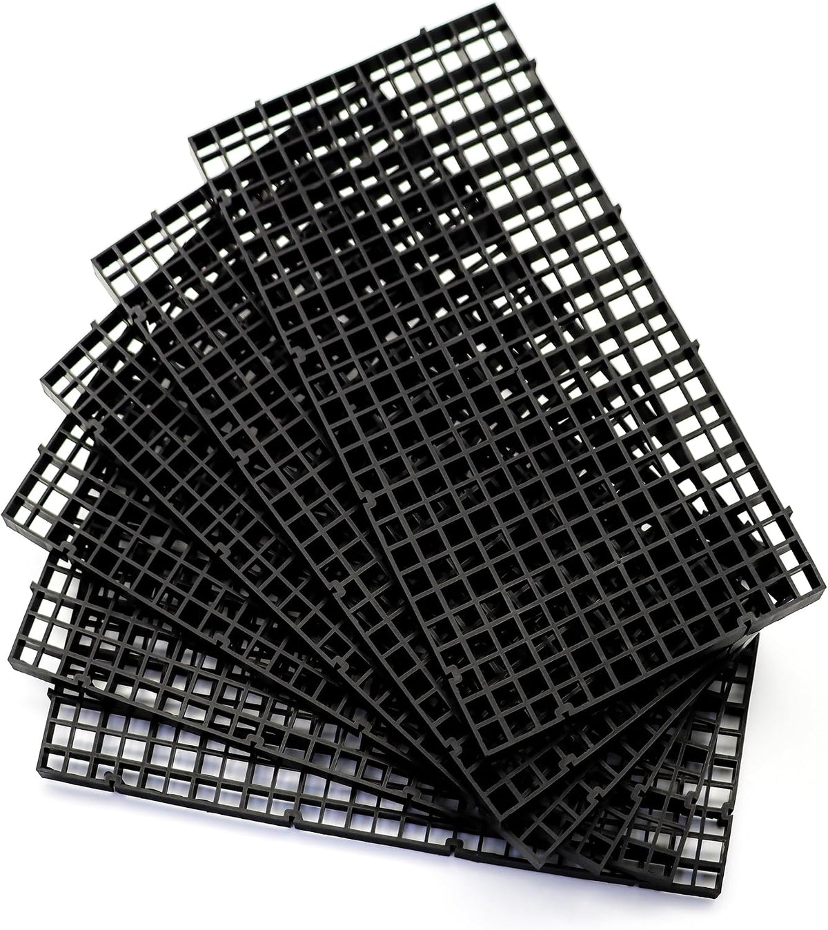 Aquarium Fish Tank Divider Plastic Egg Crate Filter Bottom Tray - S 6pcs Black