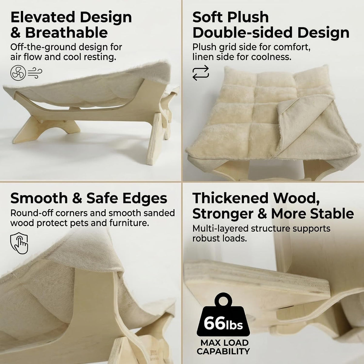 JSPYFITS Cat Cage Hammock with Ball - Chic Beige - image 4