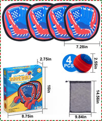 Toss and Catch Game with Soft Balls & Sticky Baseball Gloves - Red / 4 paddles 4 balls - image 3