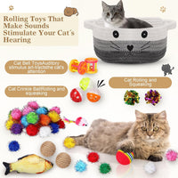 Zopeal 58 Pcs Cat Toy Set with Storage Basket Indoor, Grey - Multicolor / 9.8 Inch - image 4