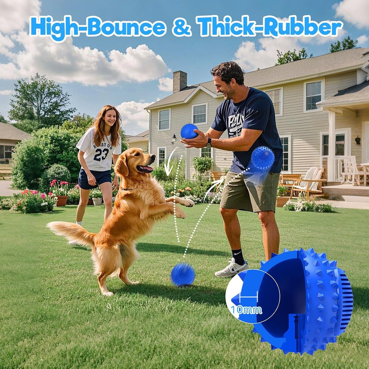 3" Squeaky Dog Balls for Aggressive Chewers - 3" (Small Dog) / Blue - image 4