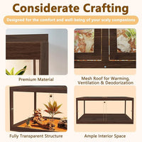PROLEE Bearded Dragon Tank,81 Gallon Reptile Tank with Meatl Mesh Roof and Front Sliding Door, Anti-Scratch Lizard Tank,Spacious Reptile Enclosure for Snakes,Lguanas, Chameleons(Walnut)