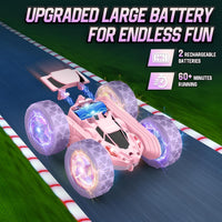 Hamdol Remote Control Car for Kids - Pink&purple / Glow (Headlights & Wheel Lights) - image 3