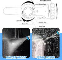Dog Wash Hose Attachment, 10-in-1 Spray Mode Pet Shower Soap Sprayer with Grooming Comb Rubber Brush, Hose Nozzle with 100cc Soap Dispenser, for Watering, Car Wash, Dog and Horse Showering (Blue)