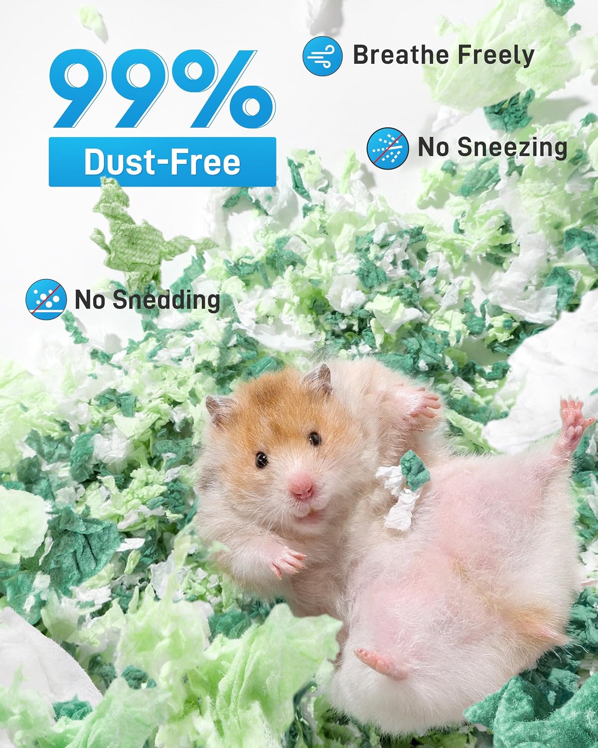 BUCATSTATE Hamster Bedding 15L, 99% Dust-Free Paper Bedding - Green / 70L - image 2