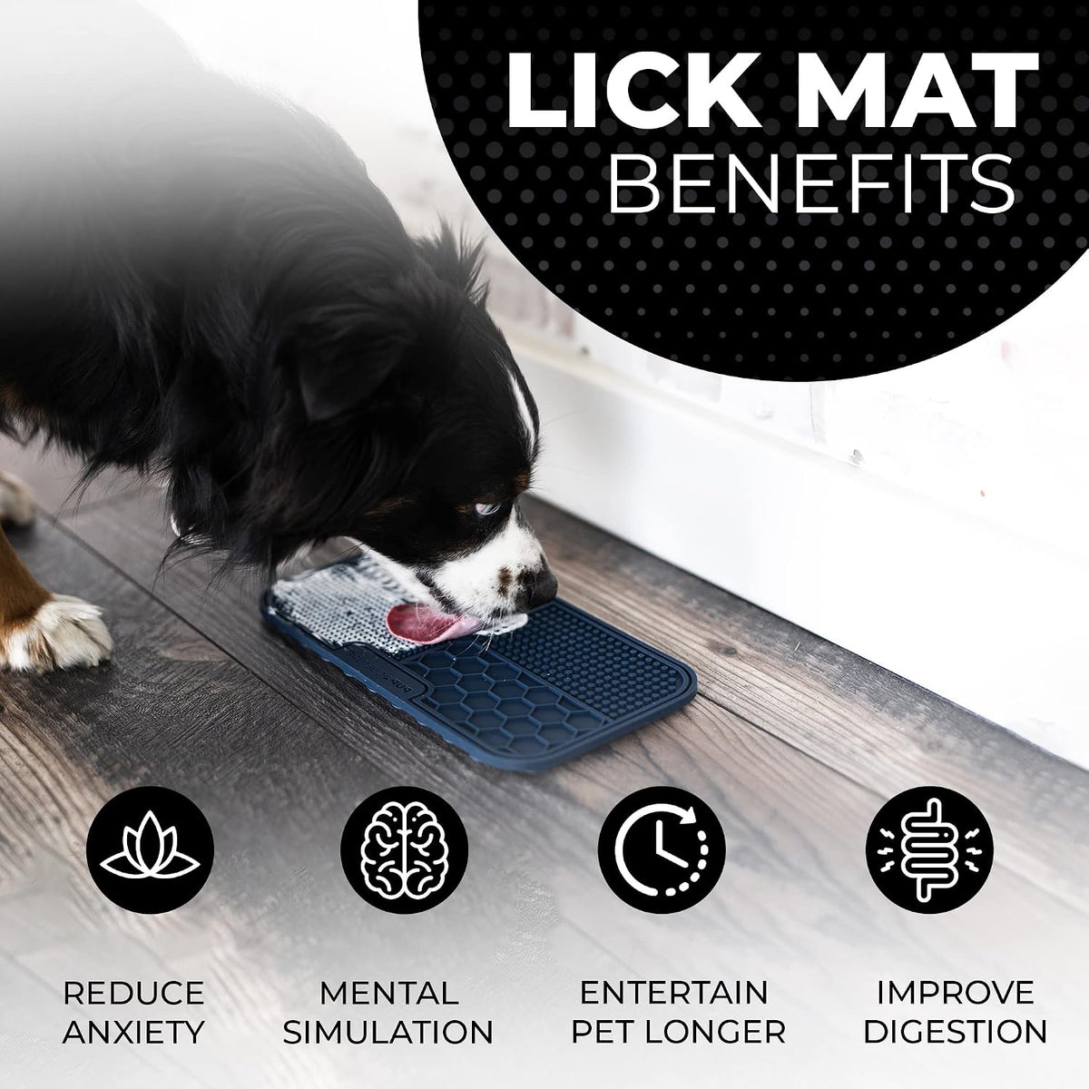 Dog Lick Mat for Dogs, Feeding Pad for Anxious Pets Plus 4 Different Puzzles for Mental Stimulation - 1 Pack / Navy - image 4