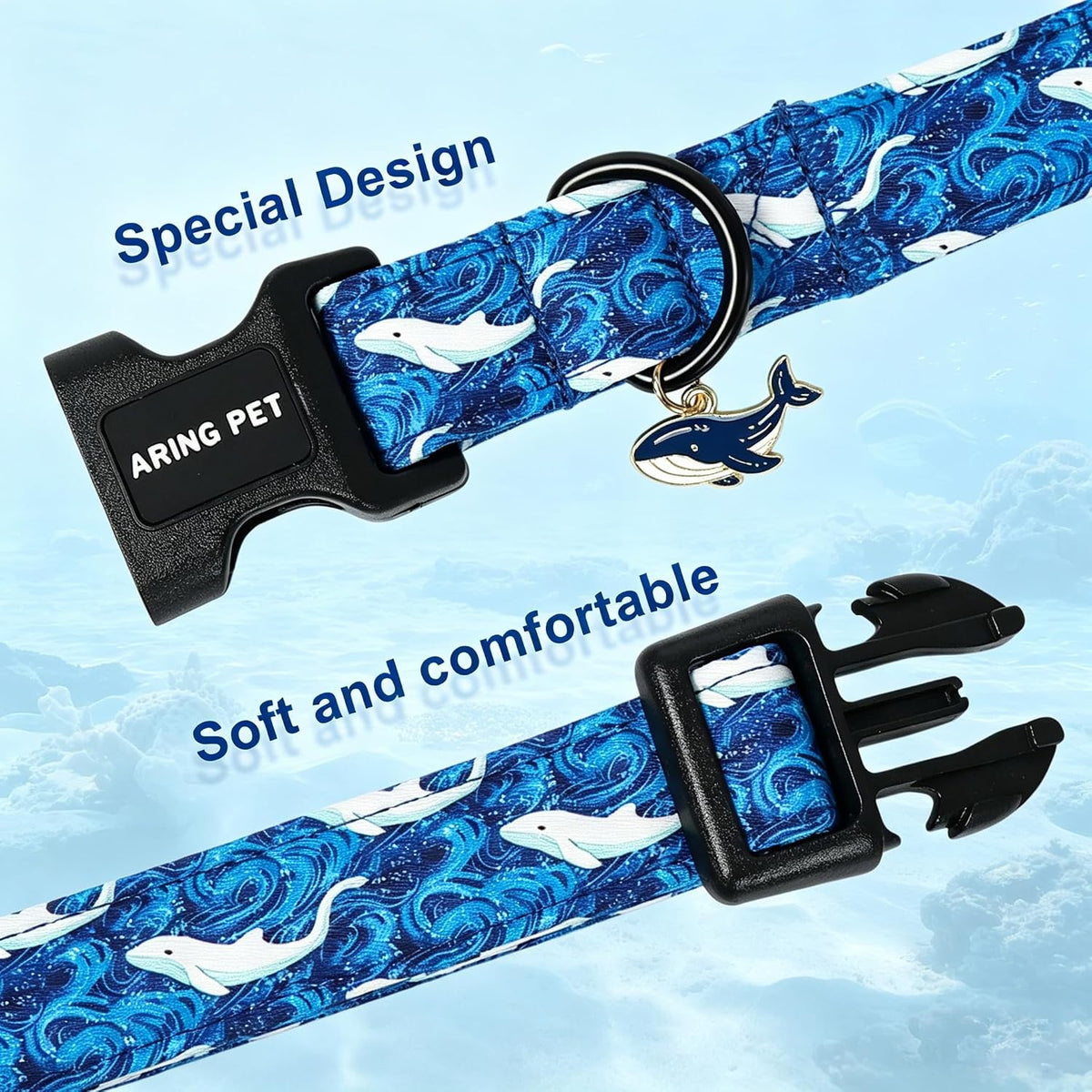 ARING PET Halloween Dog Collar-Cute Fall Dog Collar for Small Dogs - Large / Summer Blue Whale - image 3