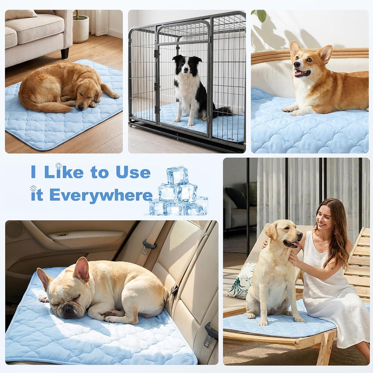 ZOMISIA Cooling Dog Mat Extra Large - 35x22"(L-Crate) / Blue - image 4