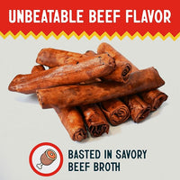 Canine Chews 8-9" Beef Basted Thick Rawhide Retriever Rolls - Pack of 25 Beef-Flavored Long-Lasting Dog Rawhide Chews - Protein-Dense Jumbo Rawhide Bones For Large Dogs - Treats for Aggressive Chewers