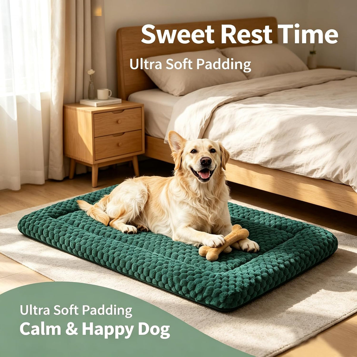 Dog Bed Mat, Reversible Crate Pad - 35"L*23"W*1.5"Th / Dark Green-1pc - image 3