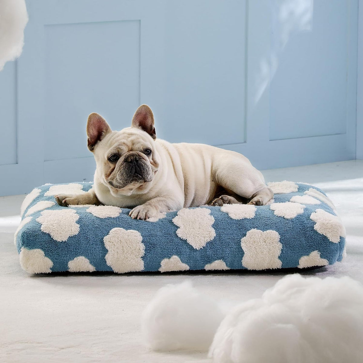 LE SURE Cute Aesthetic Dog Bed for Crate - 30.0"L x 20.0"W x 4.0"Th / Blue Checkered - image 2