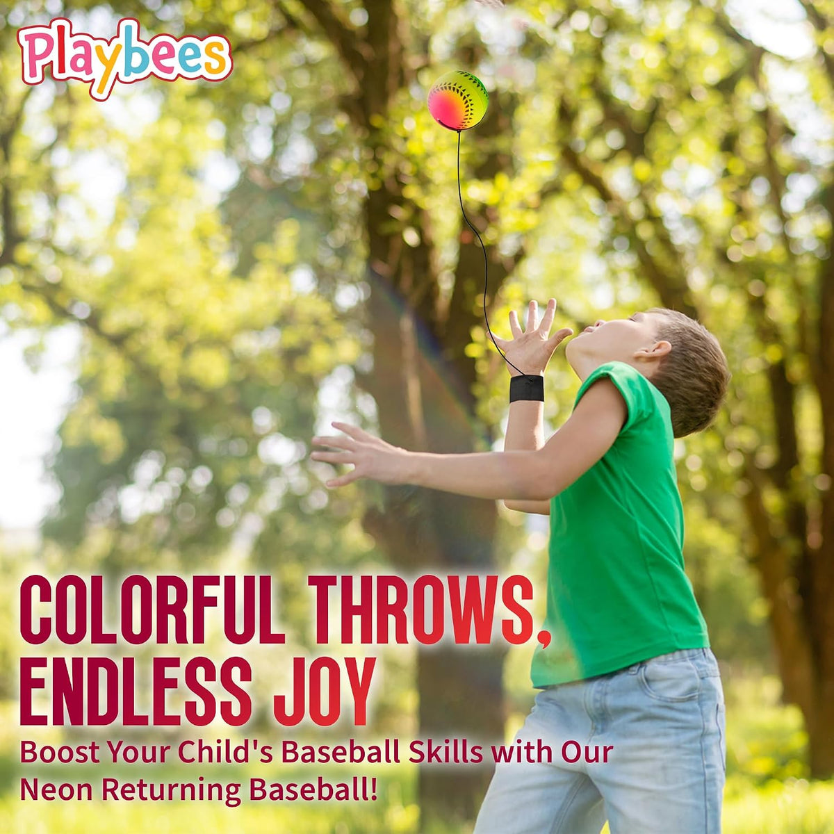 Playbees 12 neon wrist baseballs on elastic cords with Velcro wristbands - view 5