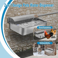 6L Automatic Dog Water Dispenser Bowl for Large Dogs, 304 Stainless Steel Wall Mounted Pet Waterer with Float Valve, Self-Filling Outdoor Water Trough for Pets/Livestock