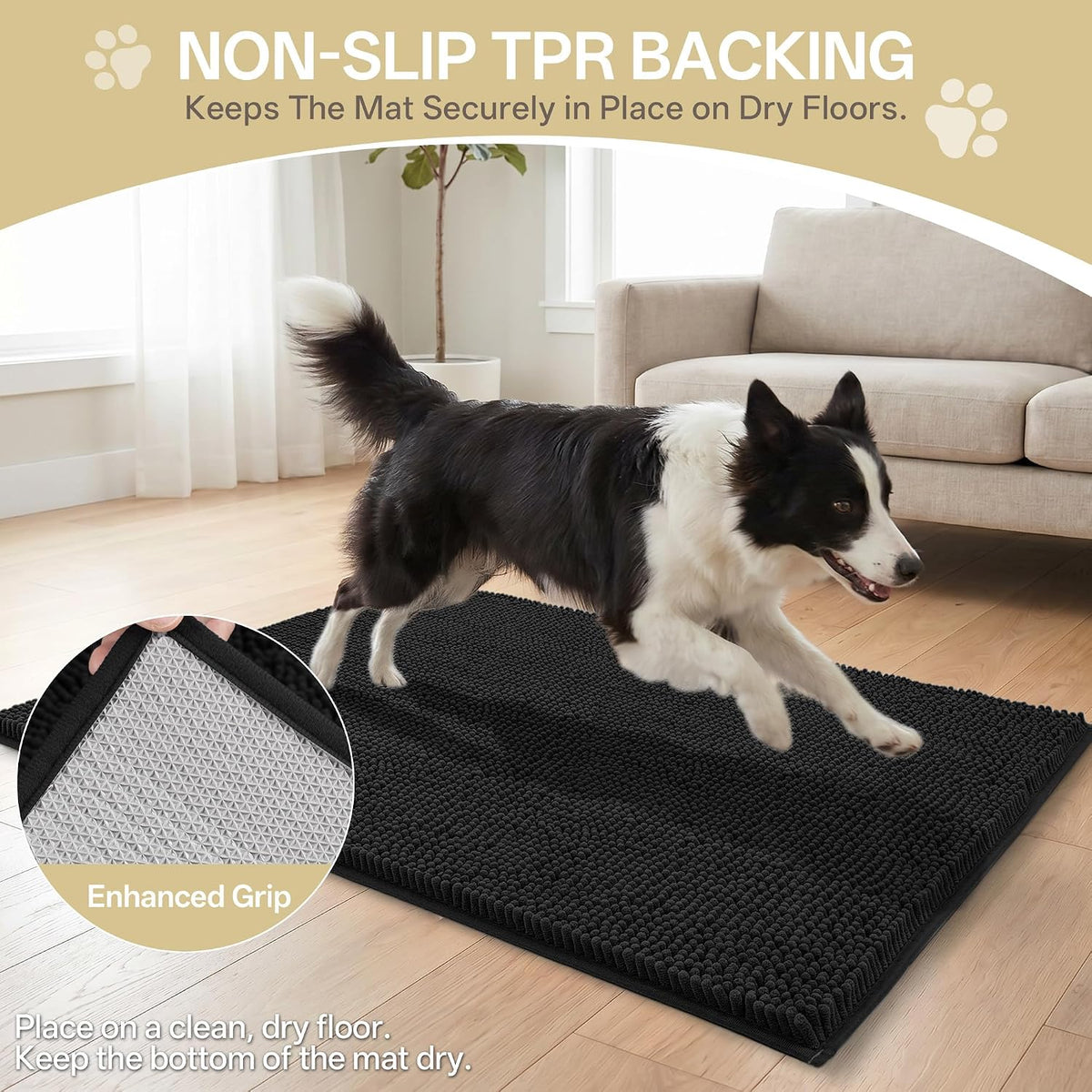 Dog Door Mat for Muddy Paws - 60"L x 24"W x 1.0"Th / Black - image 2
