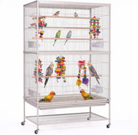 Prevue Pet Products Wrought Iron Bird Flight Cage w/Wheels, L - Flight Bird Cage - White / 31.0"L x 20.5"W x 53.0"H - image 3