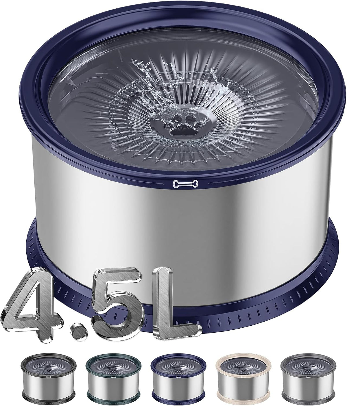 6.5L Stainless Steel Dog Water Bowl - Blue / 4.5L