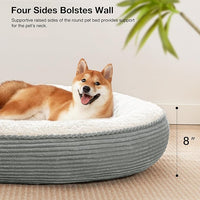 Love's cabin Round Donut Cat and Dog Cushion Bed, 36in Pet Bed for Cats or Small Dogs, Anti-Slip Water-Resistant Bottom, Super Soft Durable Fabric Pet beds, Washable Cat Dog Bed Stripe Grey