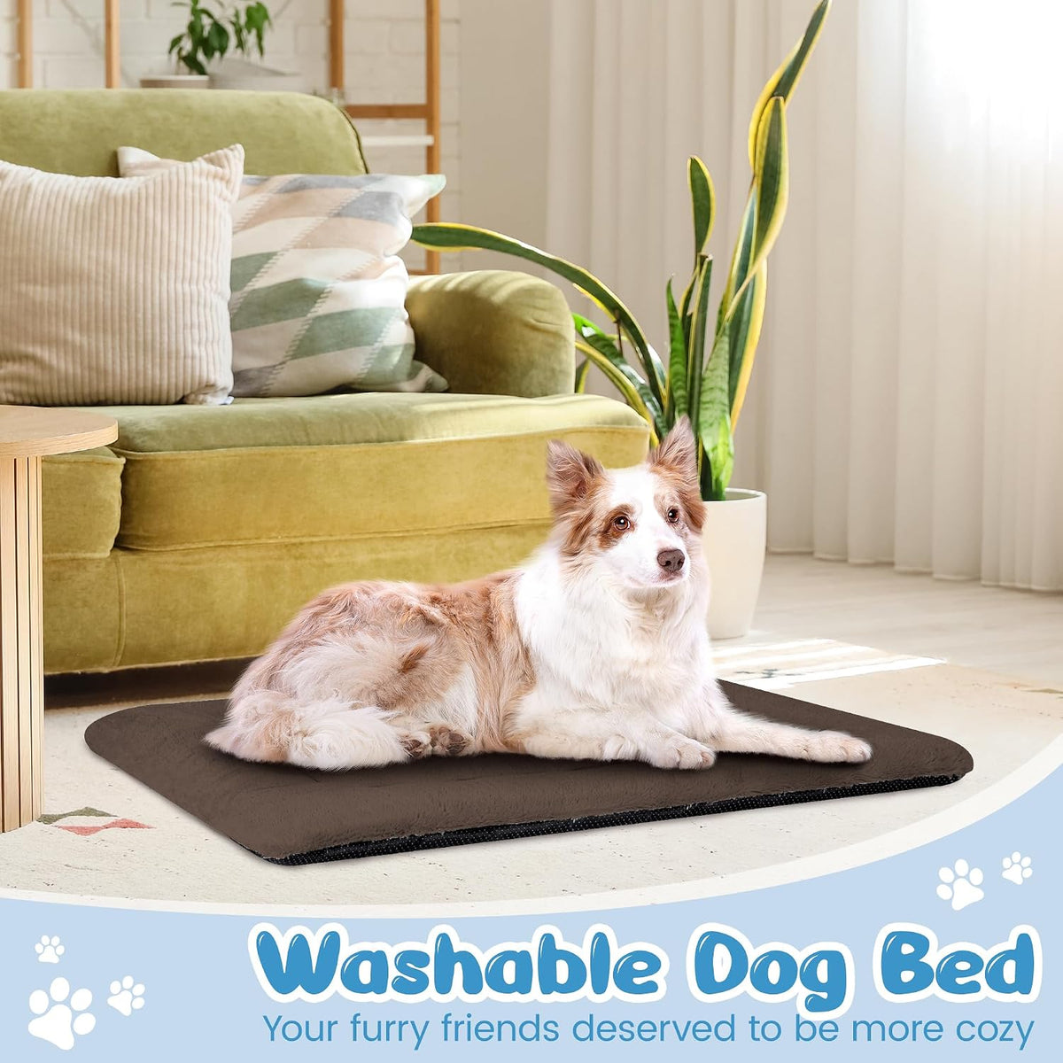 Dog Crate Pad, Washable Cozy Dog Bed Mat for Medium Dogs 36"x23" - 42.0"L x 28.0"W x 1.5"Th / Brown - image 3