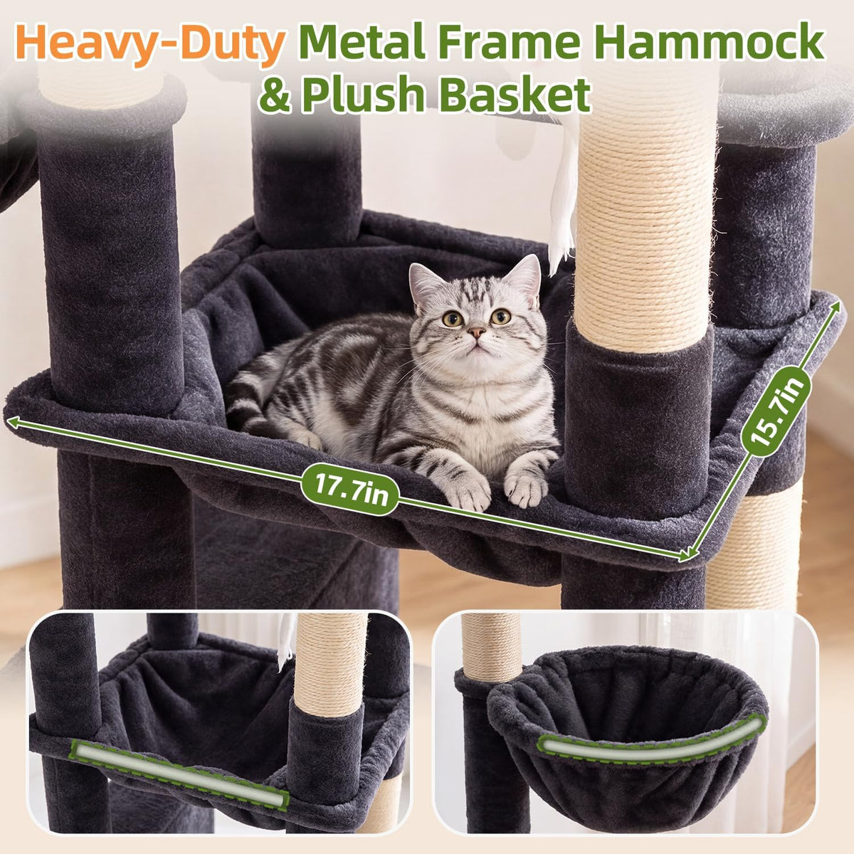 Globlazer F70 Pro Heavy Duty Cat Tree Tower for Indoor Cats Large - Dark Grey / L - image 4