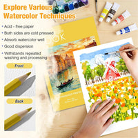 Watercolor Paper Pad, 5.5"x8.5”, Spiral, Bound with Tear - Yellow / 9" x 12" Glue Bound - image 3