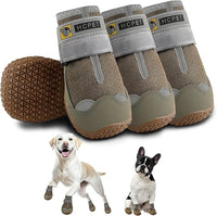 Hcpet Dog Shoes for Large Dogs, Breathable Dog Booties for Small Medium Dogs, Anti-Slip Dog Boots & Paw Protectors for Hot Pavement Winter Snow Hiking with Reflective Straps Army Green Size 2
