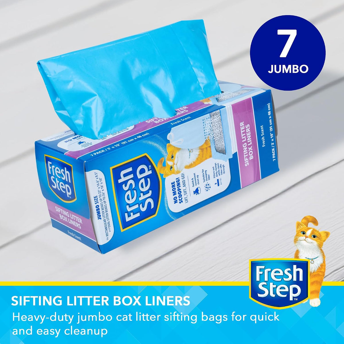 Fresh Step Drawstring Cat Litter Liners, Scented, 2-Pk - Fresh Scent / 7 Count (Pack of 1) - image 2