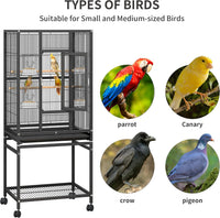 YITAHOME 53 inches Bird Cages for Parakeets, Parrot, Cockatiel - Black / 24.0"L x 16.9"W x 53.9"H - image 3