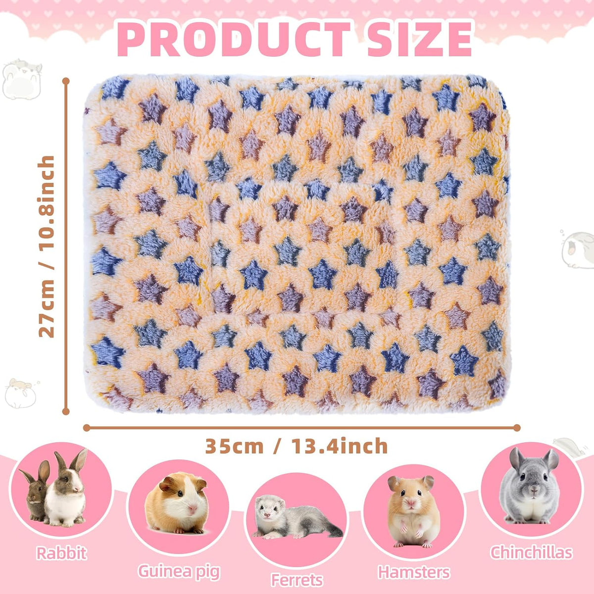 YedsIntu 2 pack washable guinea pig bed mats, 13.7 x 10.6 inch coral fleece - view 2
