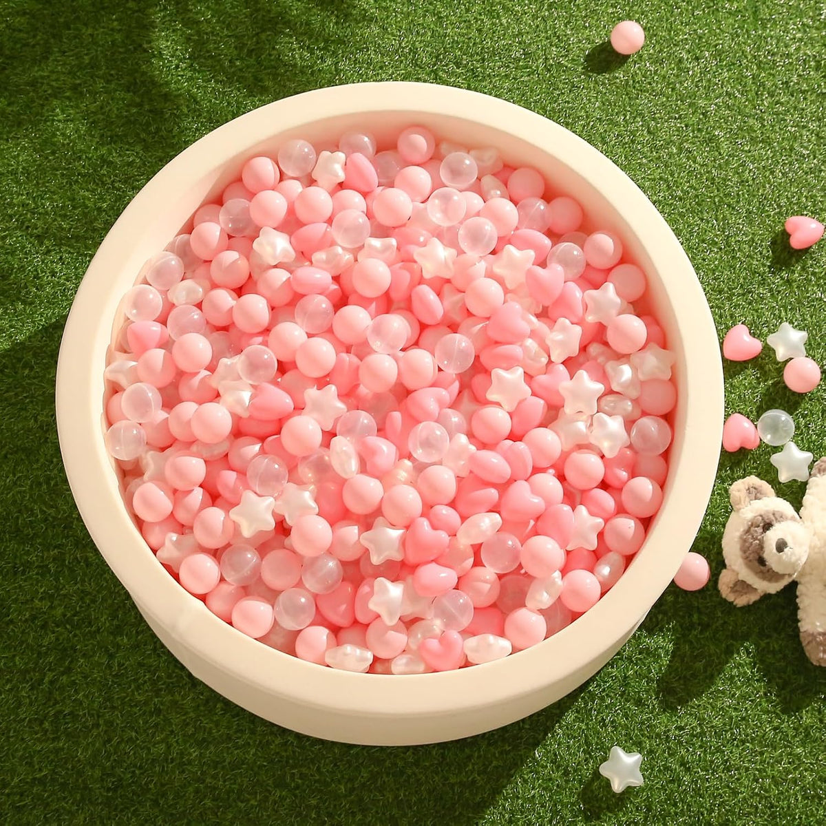 TRENDPLAY Ball Pit Balls Star and Heart Shapes for Toddlers - Pink Light Pink Pearl White / 200 - image 2