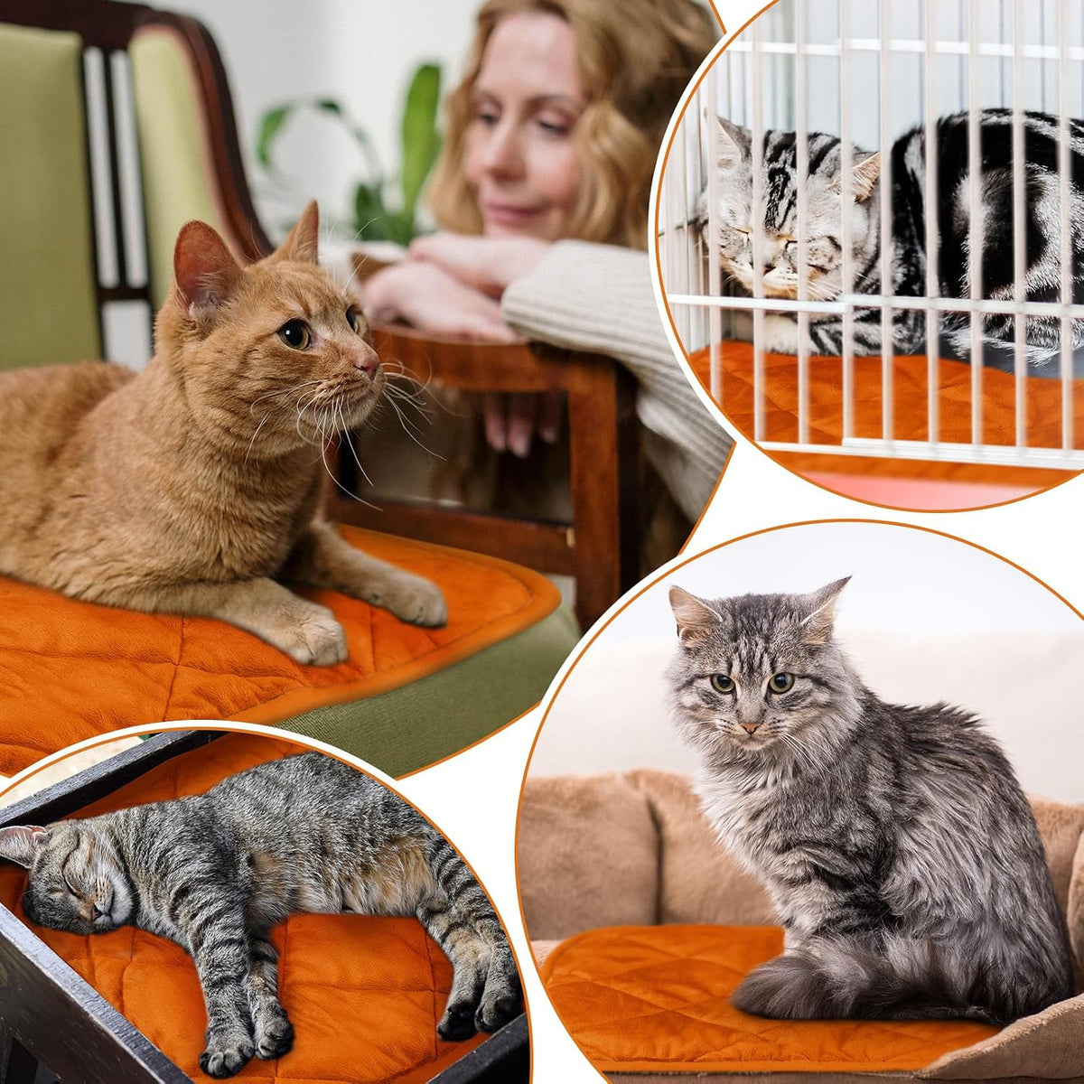 4 Pack Self Heating Cat Pad Self Warming Dog Mat - 16 x 20 Inch / Orange - image 4