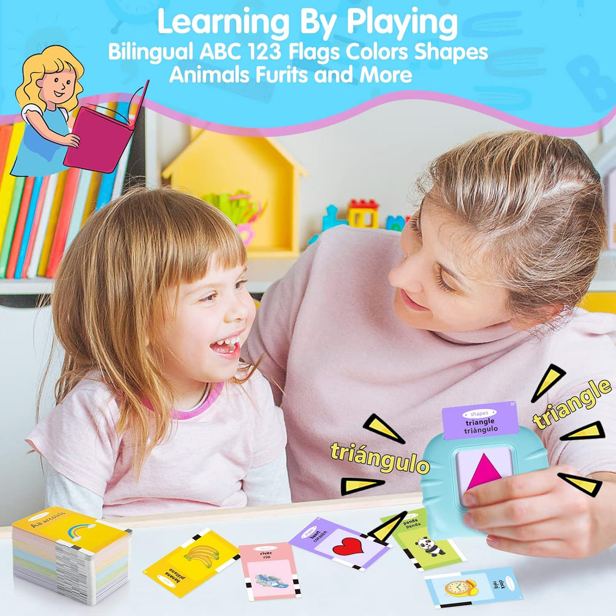 QuTZ Phonics Learning Toy for Preschool Kids - Blue / Basic 275 Words Bilingual - image 4