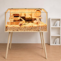 PROLEE Small Animal Cage, Hamster Cage Wooden Roof - 32.0"L x 16.0"W x 40.0"H / Window Roof - image 2