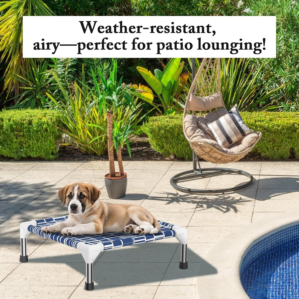 Elevated Dog Bed with Cotton Fabric, Stainless Steel Frame - S - image 3