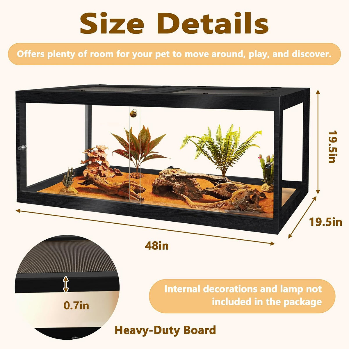 PROLEE Retile Tank, Bearded Dragon Tank - Black / 81 Gallons - image 3