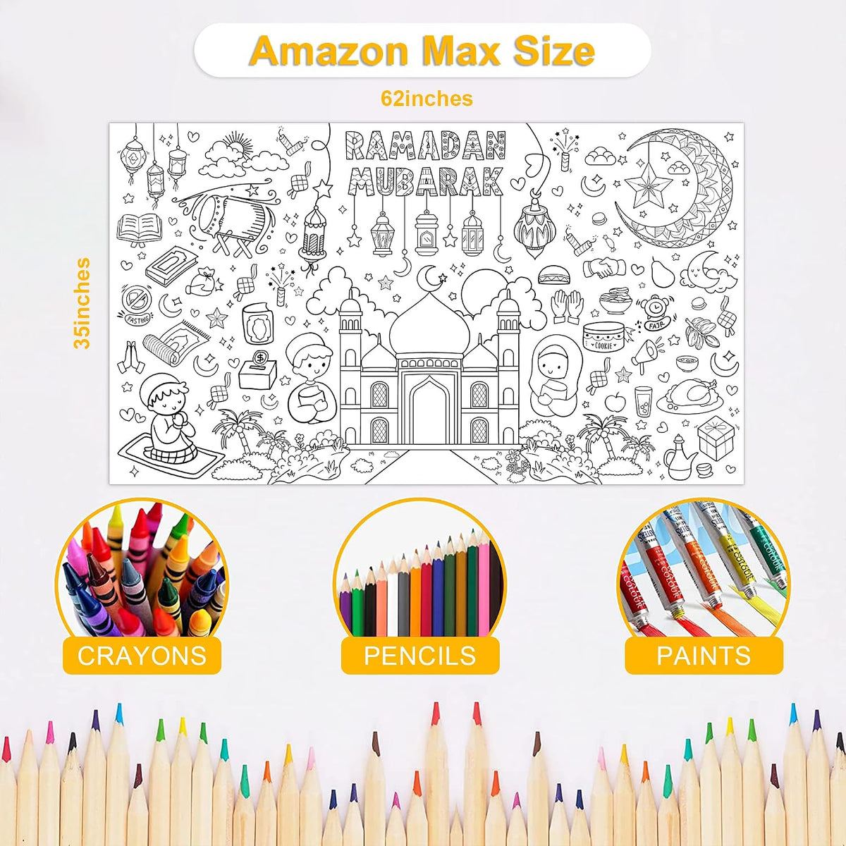 OHOME Halloween Giant Coloring Poster/Tablecloth-Halloween Crafts - Ramadan - image 2