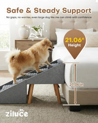 17" H Split Ottoman Dog Ramp for Couch - 21.06" H-Light Grey - image 2