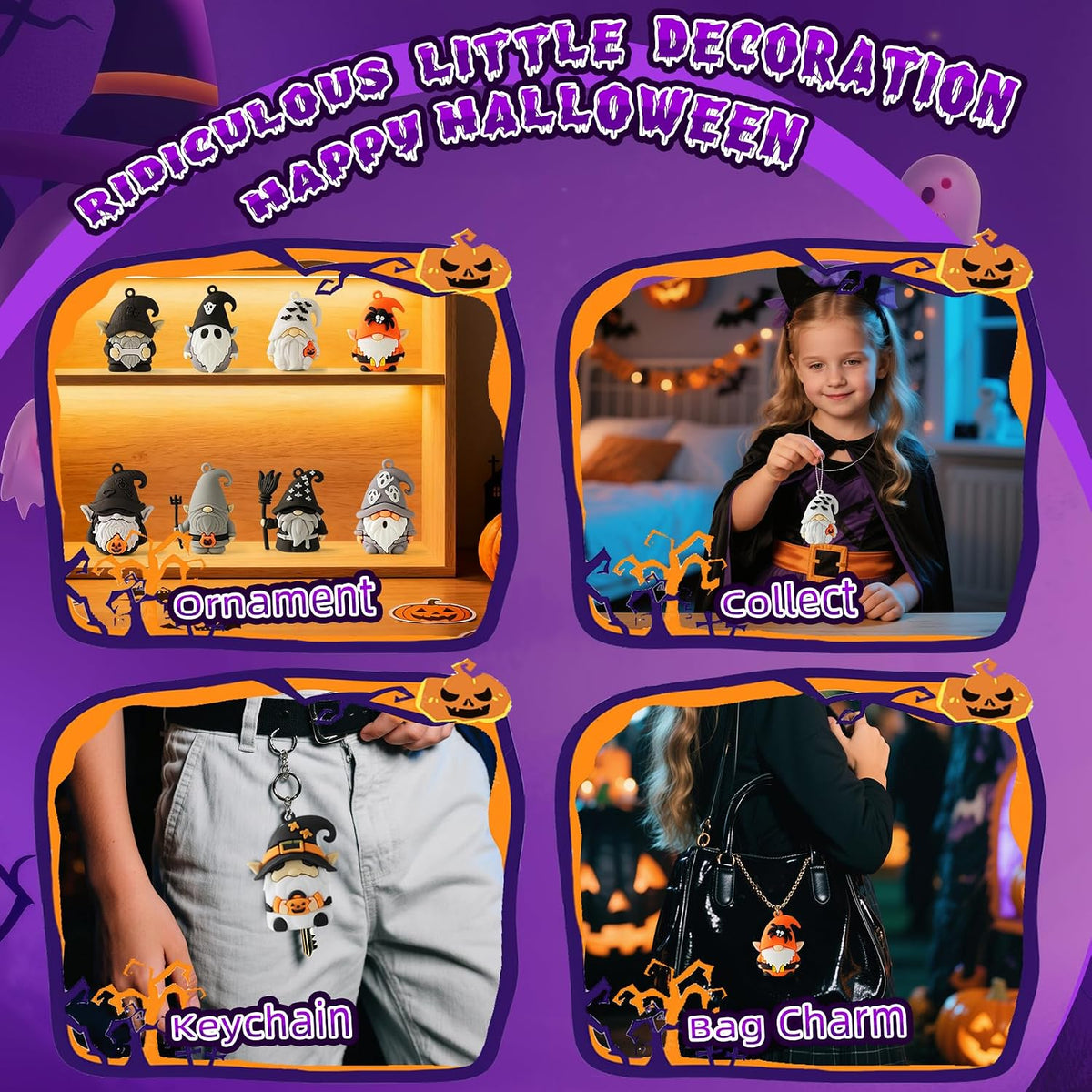 compareye 36 small Halloween gnome figures in black silicone - view 5