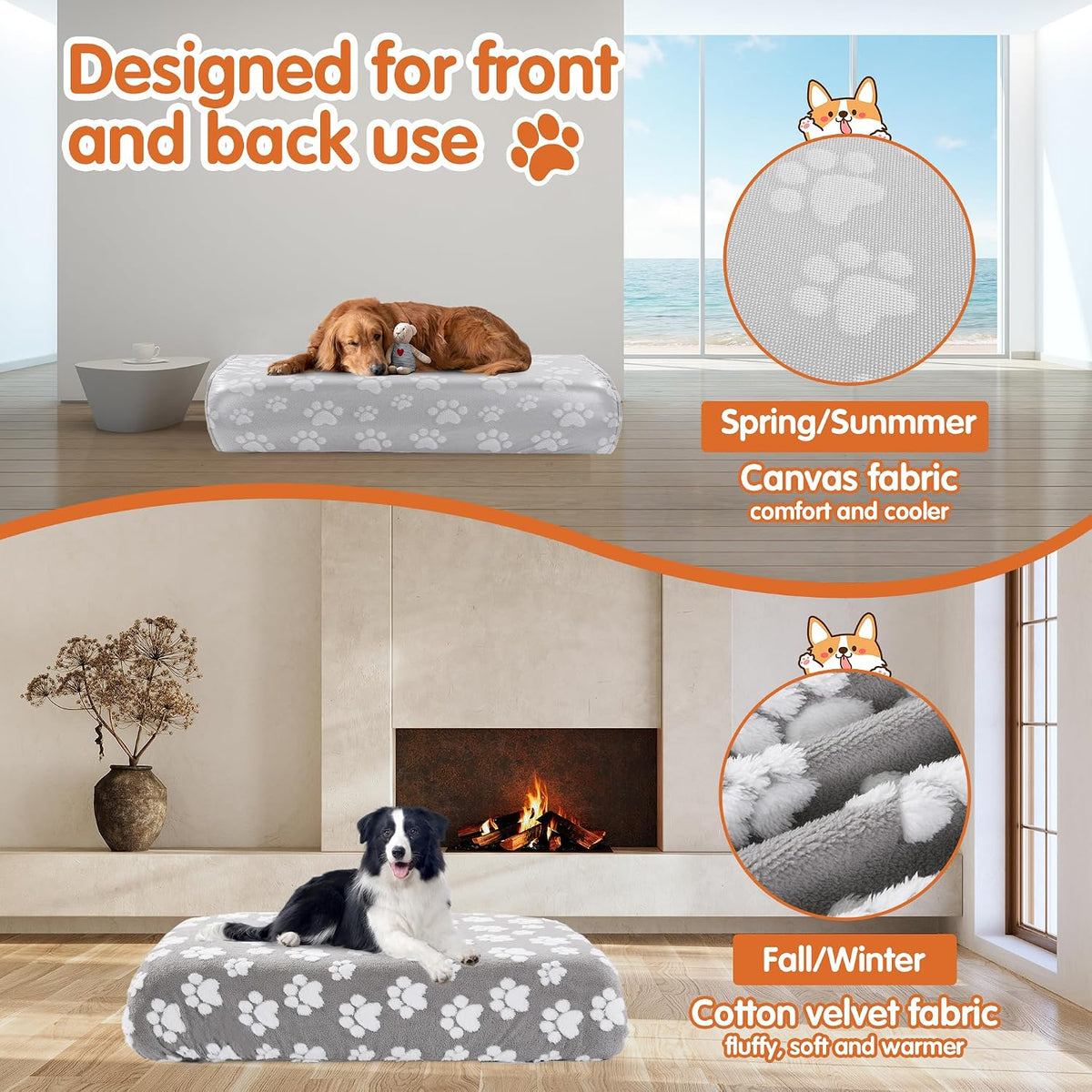 BALAPET Washable Dog Bed Cover 100% Waterproof - 44x35x6in / Gray - image 3