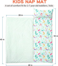 Bunnikins & Clover Toddler Nap Mat with Removable Pillow - Mermaid - image 3
