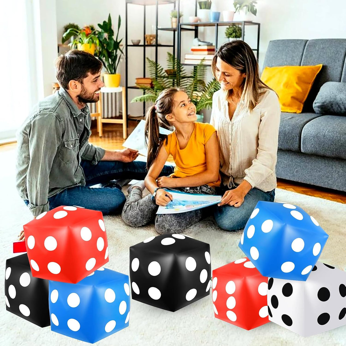 Mototo 4 pack jumbo inflatable dice in red, white, black and blue - view 20