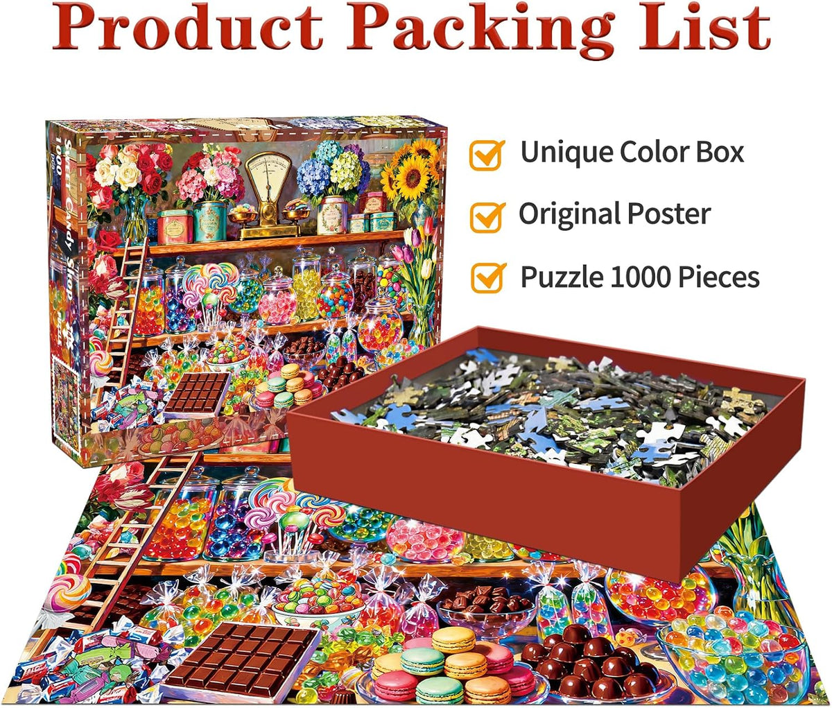 1000 Piece Jigsaw Puzzle, French Riviera Flower Market - Candy Store - image 2